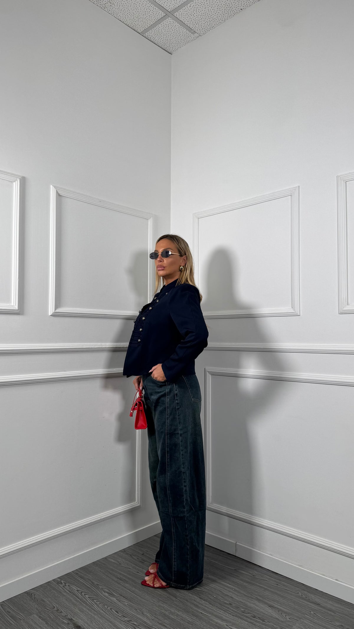 Jeans palazzo balloon lavaggio scuro f32261