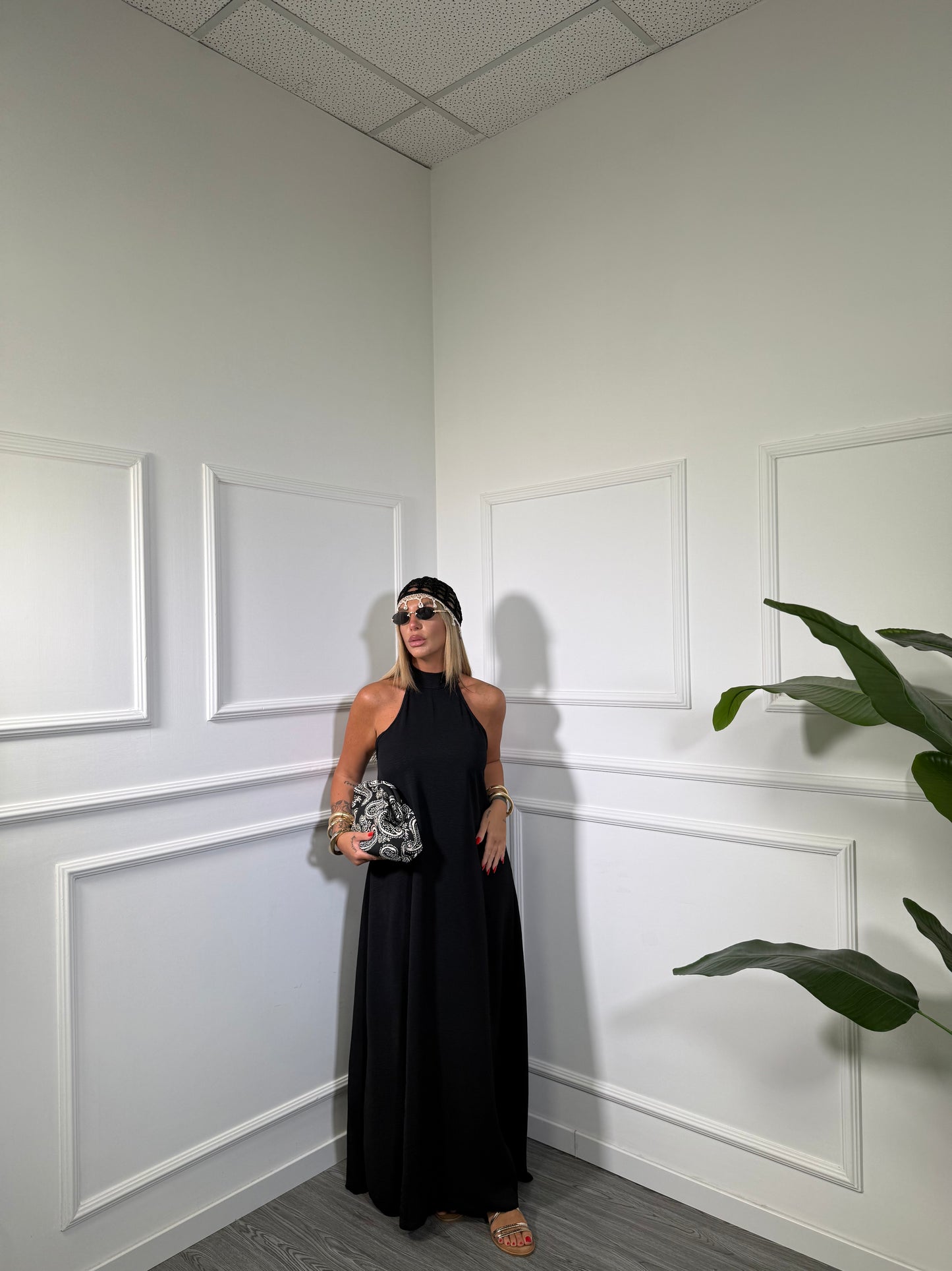 Abito midi scollo americano Selene (vari colori) 6125