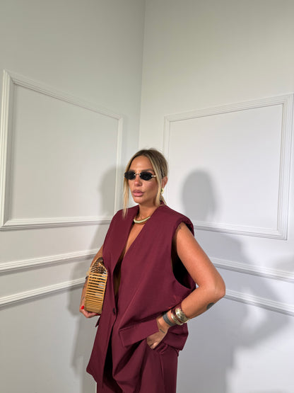 Tailleur con bermuda (curvy) Karol bordeaux 10055