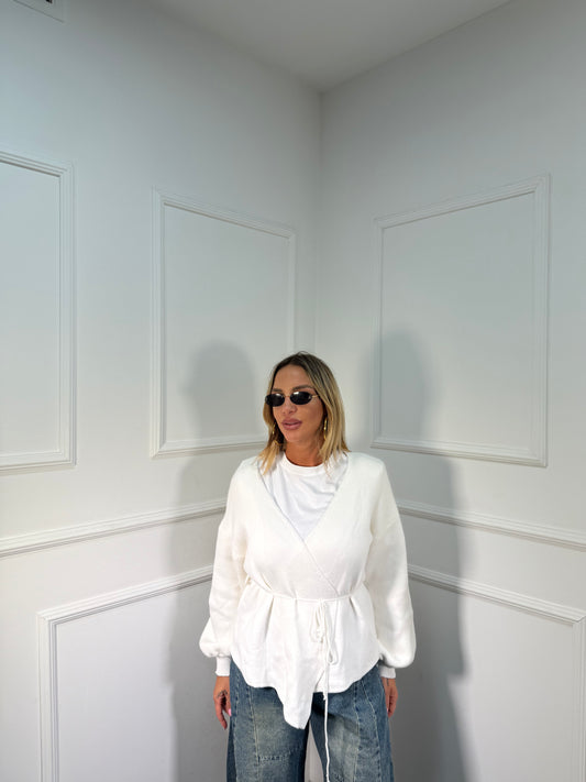 Incrociatina in lana rasata bianca 24683