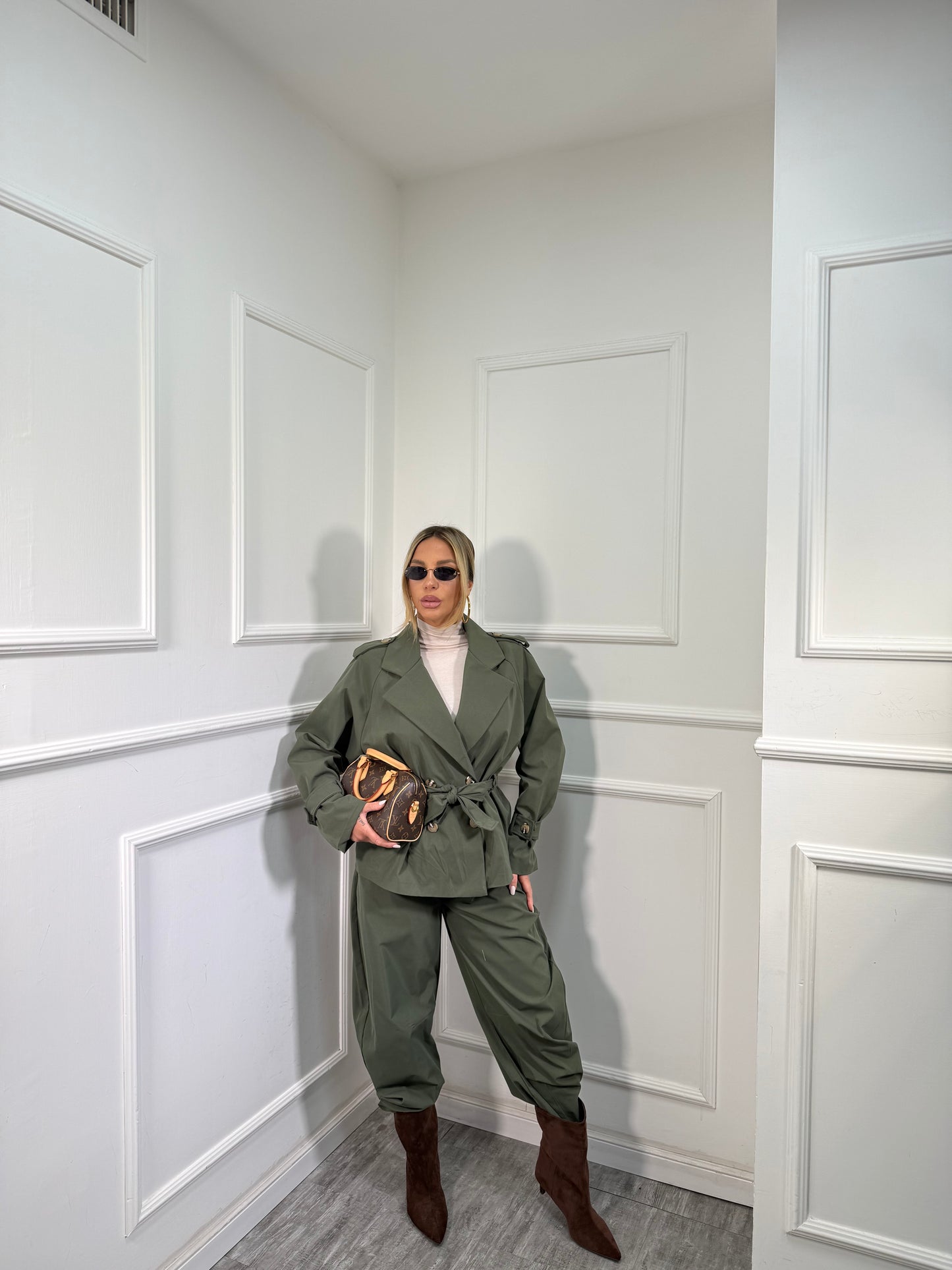 Pantaloni Sherlock verde oliva m13425