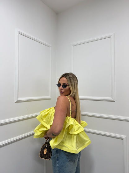 Top doppia balza giallo