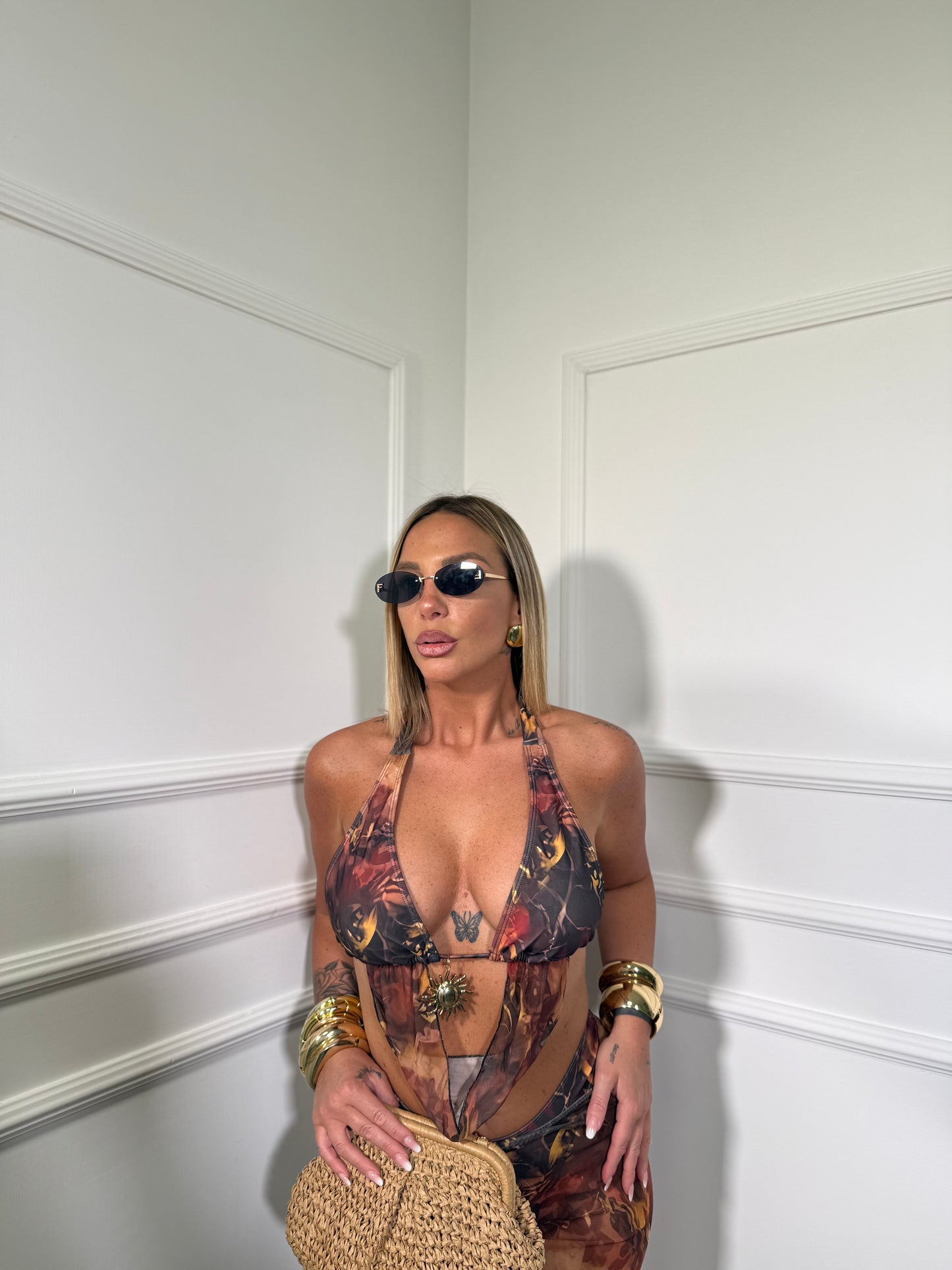 Costume con copricostume Soleil marrone 2781
