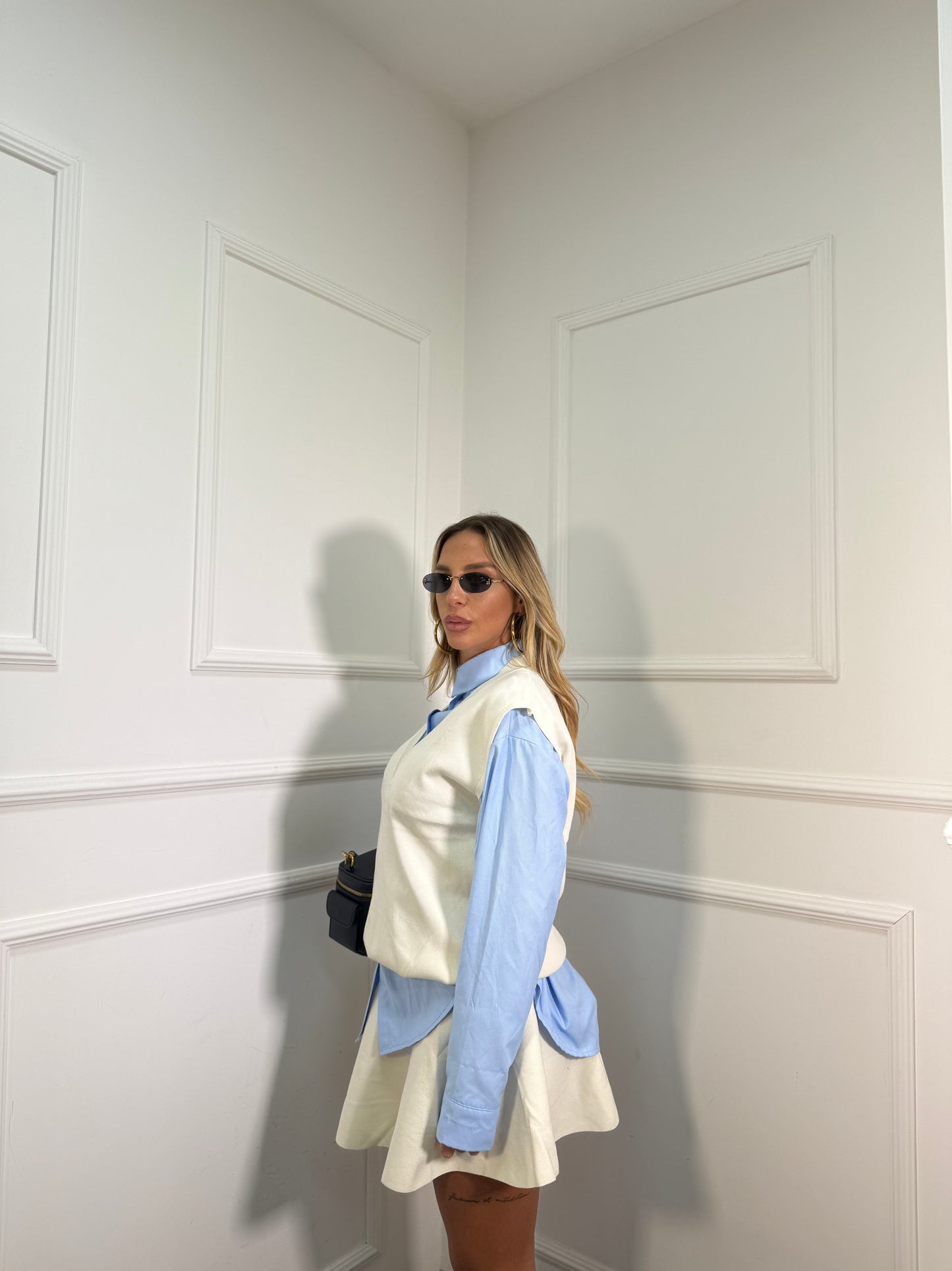 Coordinato lana rasata Maddox latte  k481