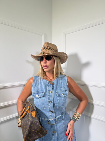 Abito midi in denim lavaggio chiaro Jamila 2776