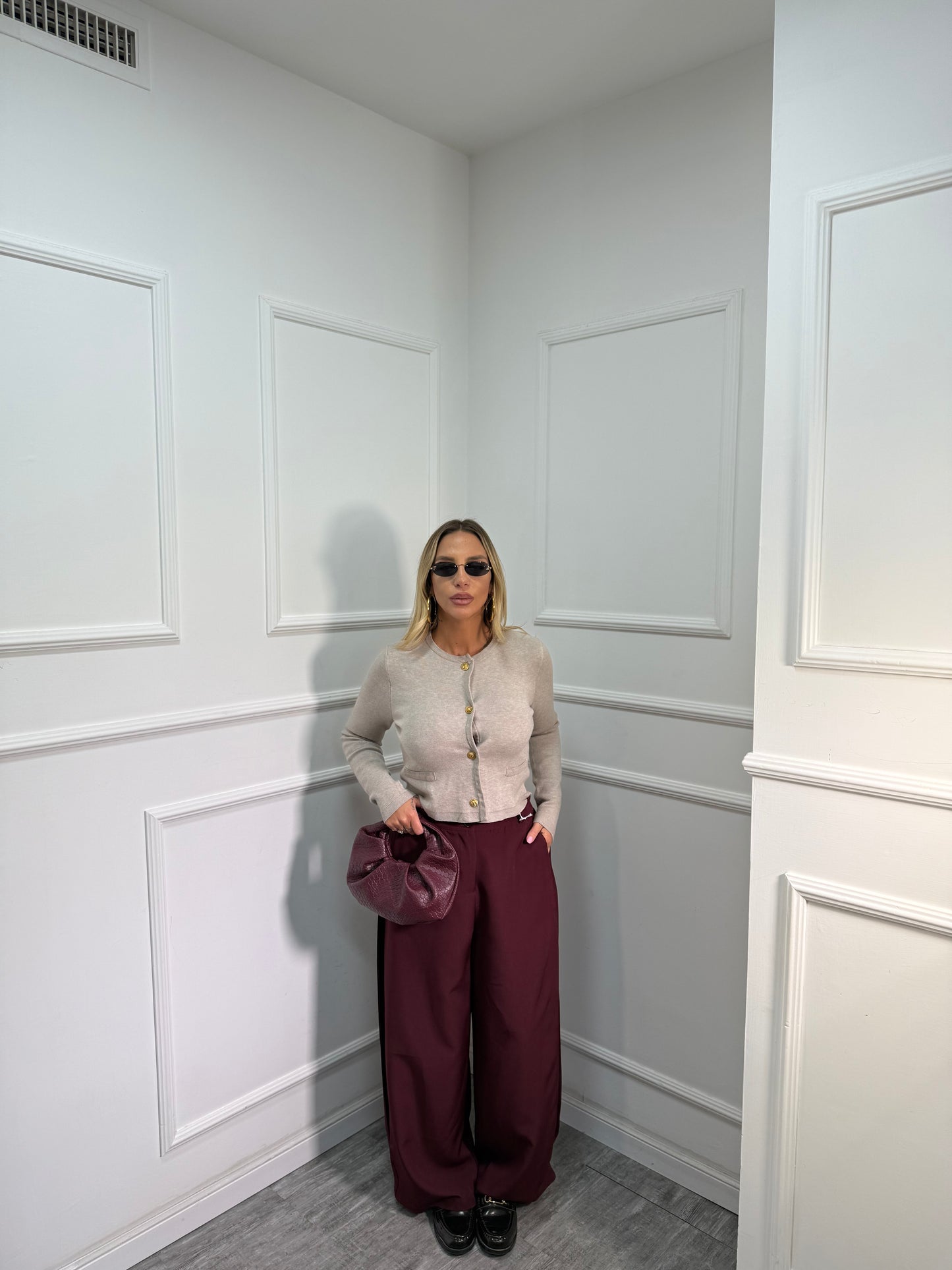 Pantaloni palazzo balloon Notting Hill borgogna m13356