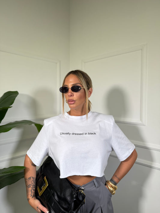 T-shirt crop con spalline by justwest Usually bianca jw1906