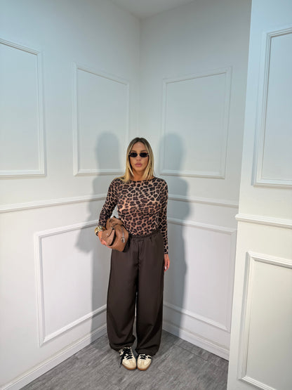 Pantaloni con coulisse sul fondo Low-Cost marrone 22022