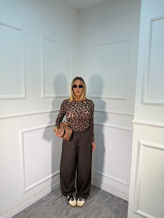 Pantaloni con coulisse sul fondo Low-Cost marrone 22022