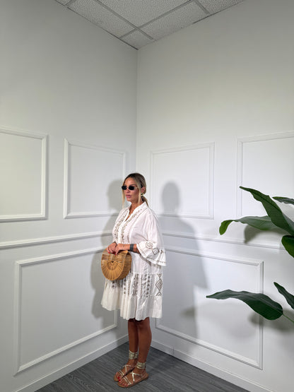 Abito caftano in cotone canapa h6060
