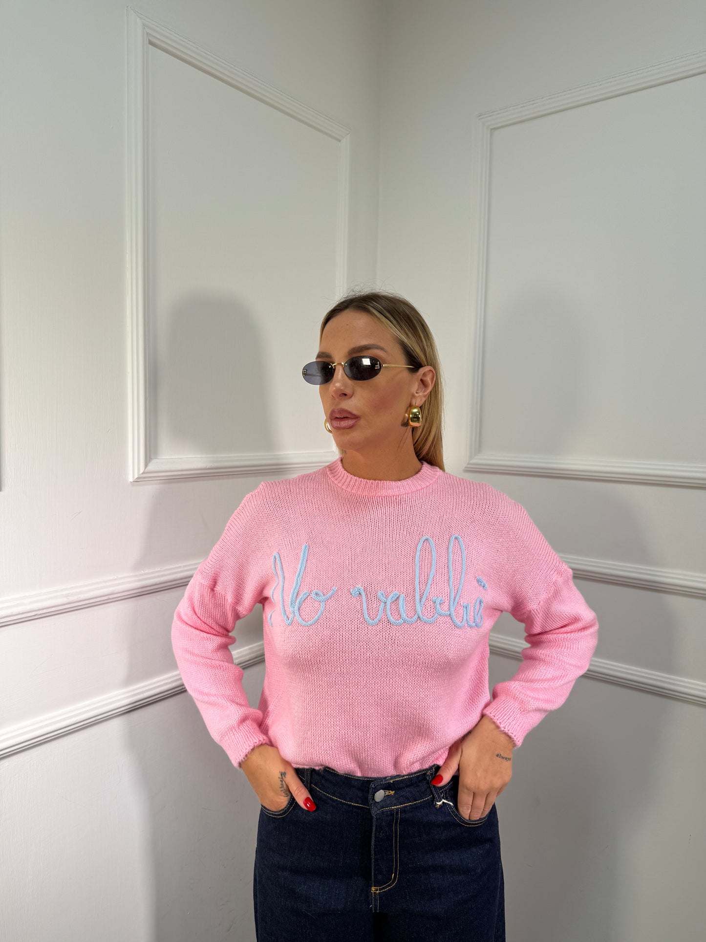 Pullover misto lana No vabbè rosa 258428