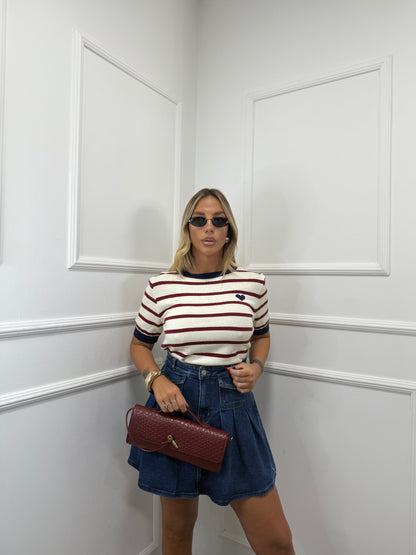 Gonna in denim con pieghe Paris y5113