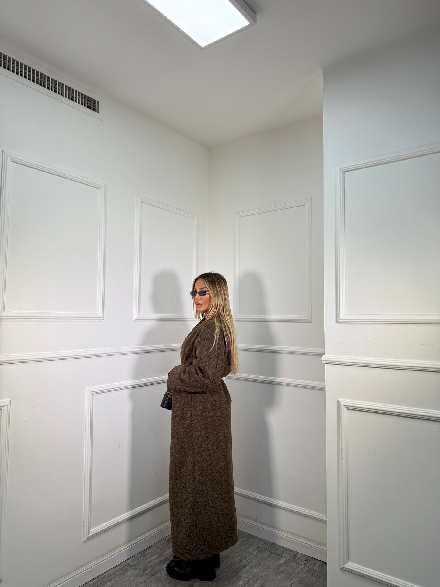 Cappotto lana cotta con cinturino Isabel cacao 250179