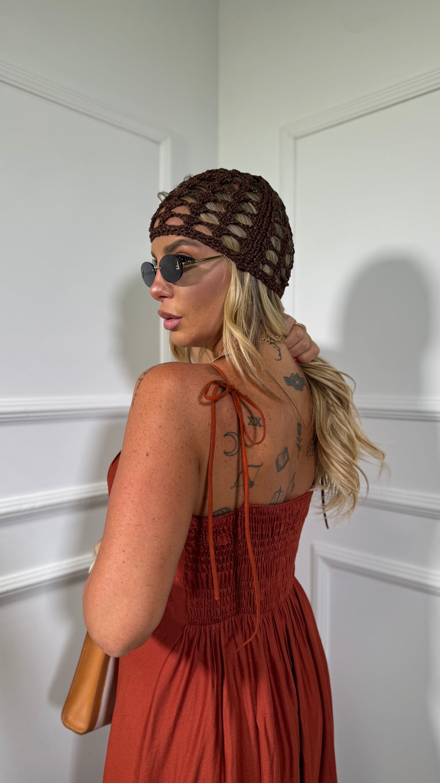Abito midi misto lino (curvy) Ariel coccio 333