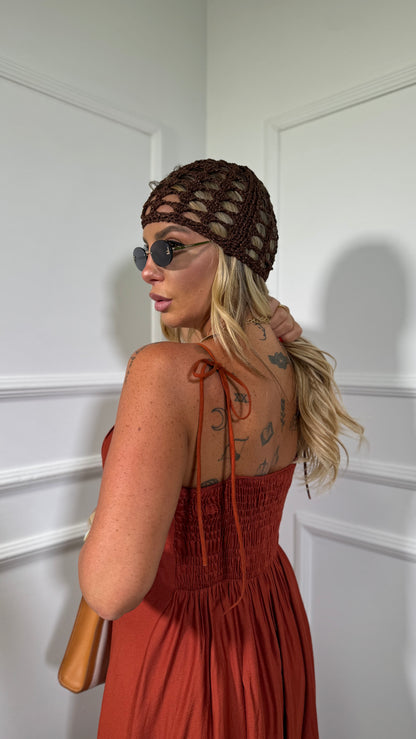 Abito midi misto lino (curvy) Ariel coccio 333