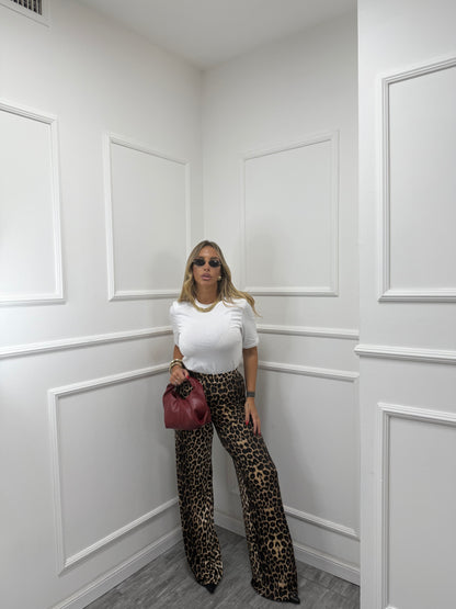 Pantaloni palazzo in lycra Gocciole maculato 0038