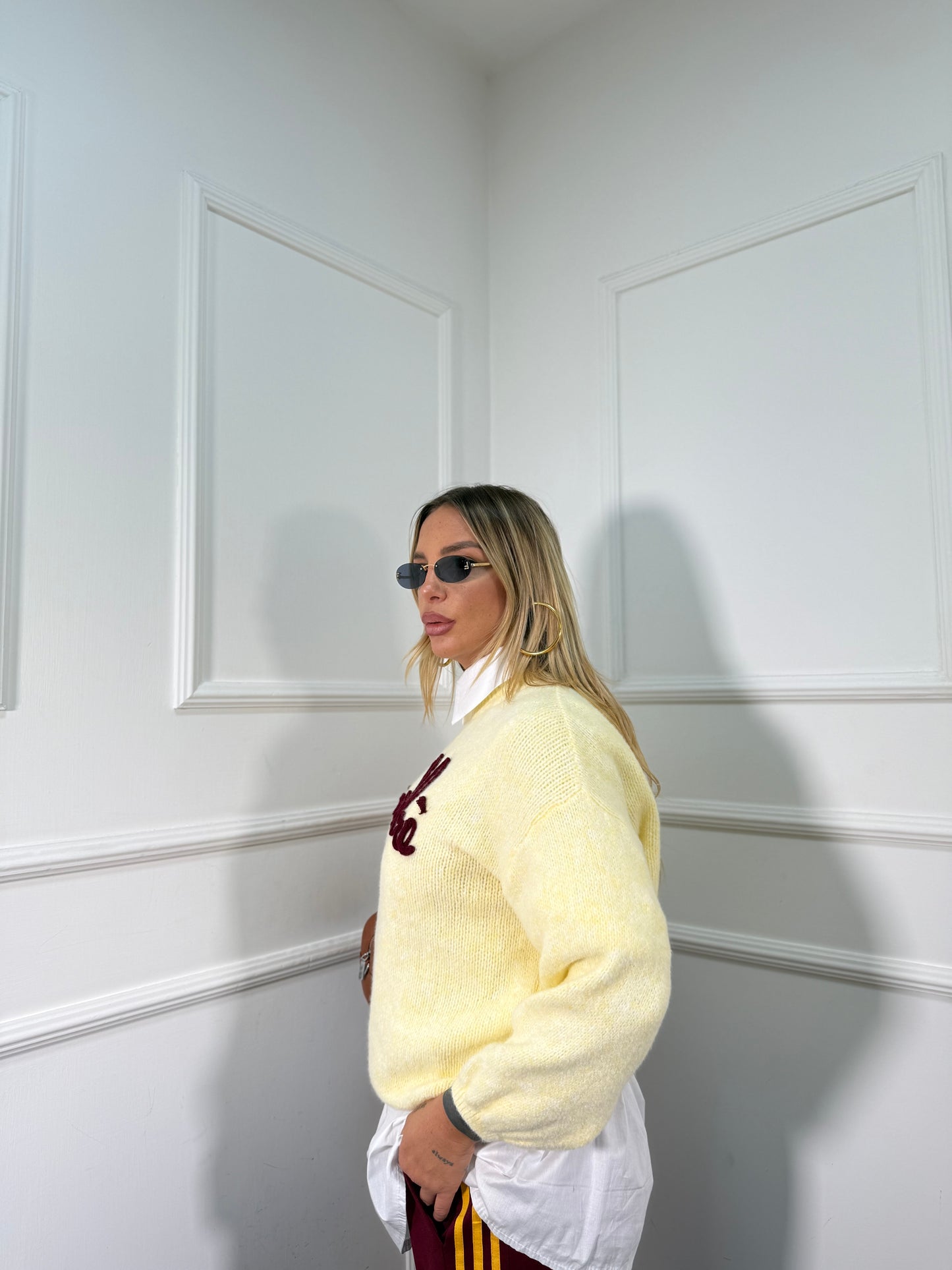 Pullover lana cotta No Vabbè giallo a2702