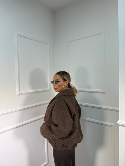 Bomber in lana cotta Shiver cacao 520