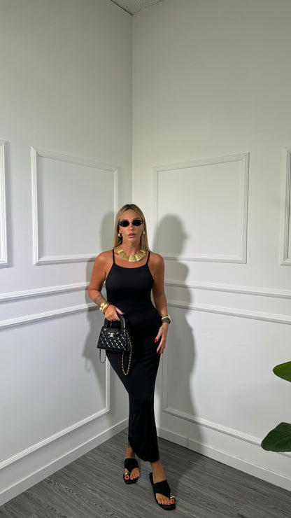 Abito midi in lycra Jolly nero