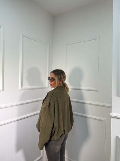 Bomber eco camoscio oversize Influencer verde oliva