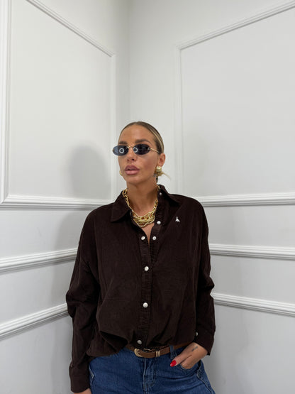 Camicia eco camoscio a costine Bee cioccolato by monique 51307