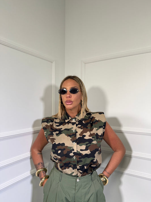 Camicia giromanica con spalline militare 959182
