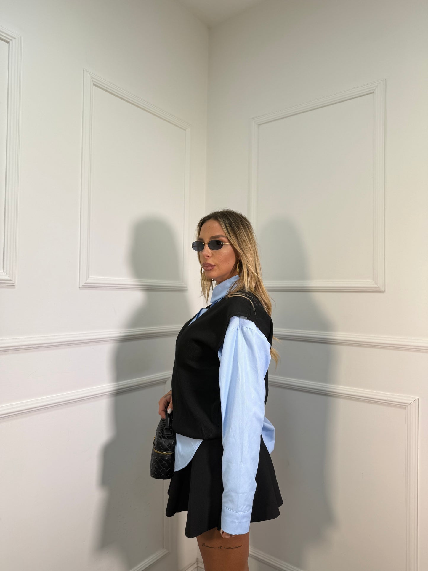 Coordinato lana rasata Maddox nero k481