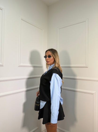 Coordinato lana rasata Maddox nero k481