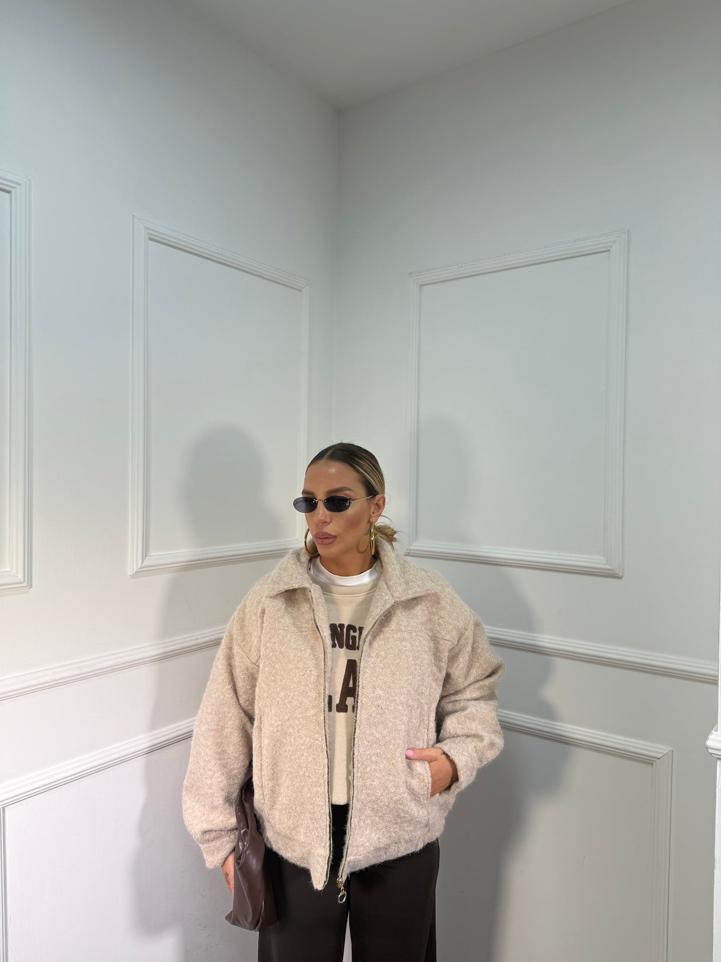 Bomber in lana cotta Shiver burro 520