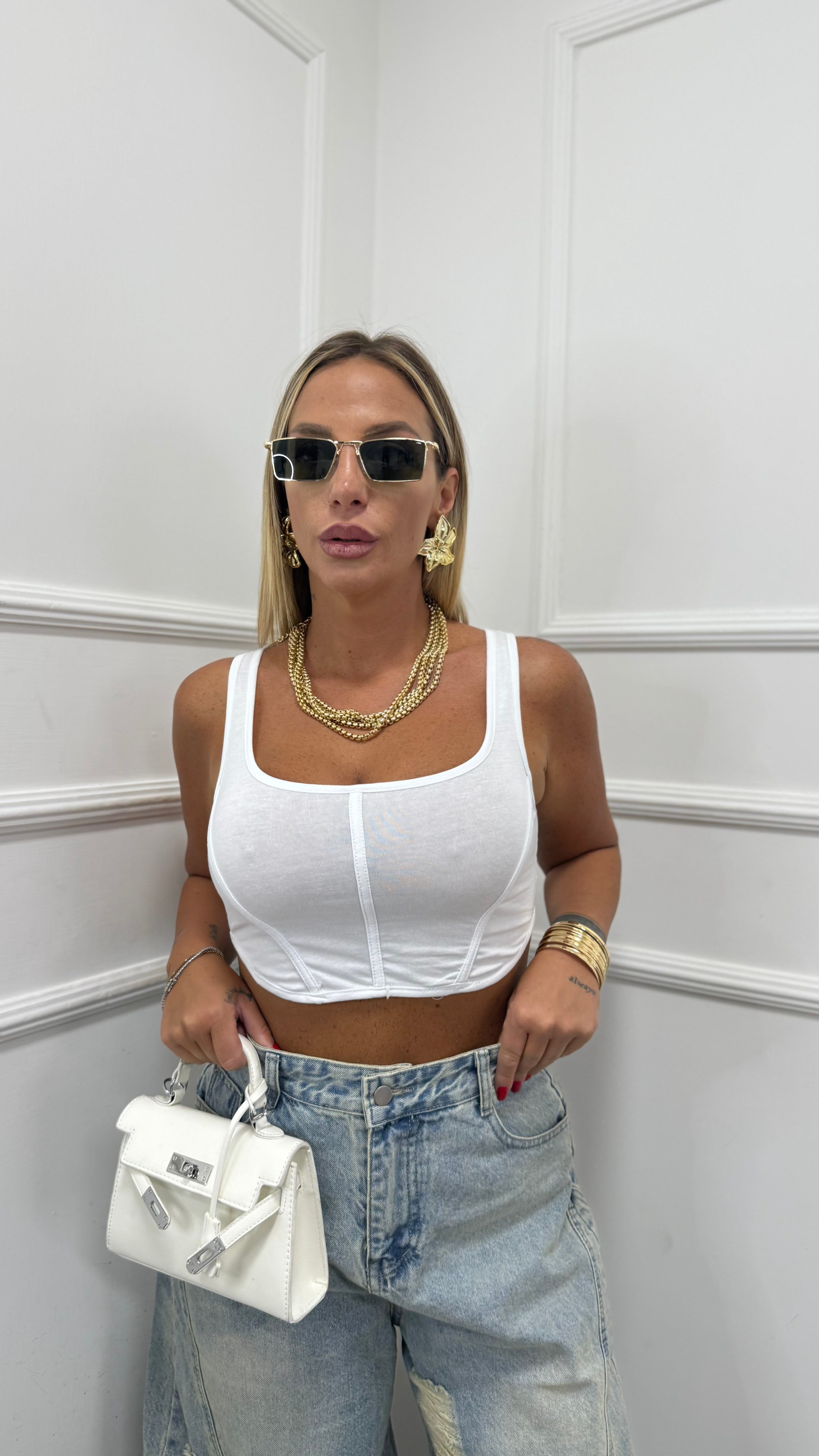 Canotta Crop bianca