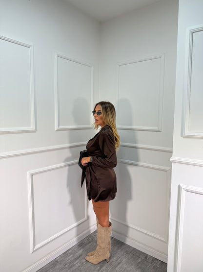 Abito portafoglio in satin Must Have cioccolato 7681