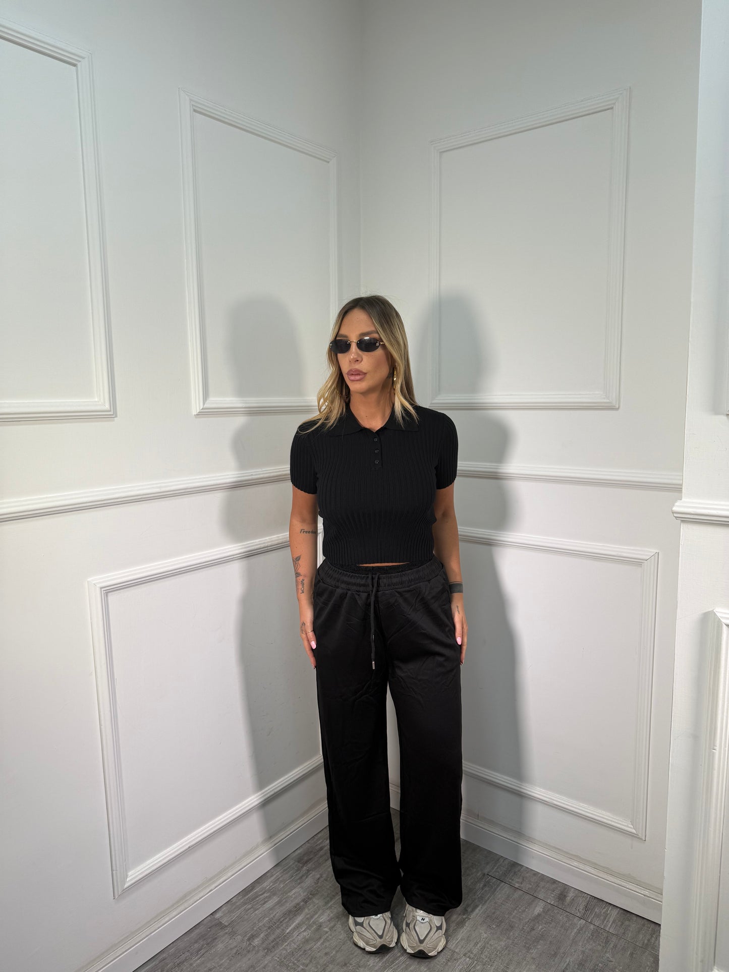 Pantaloni palazzo con boxer in pizzo (vari colori) vv96069