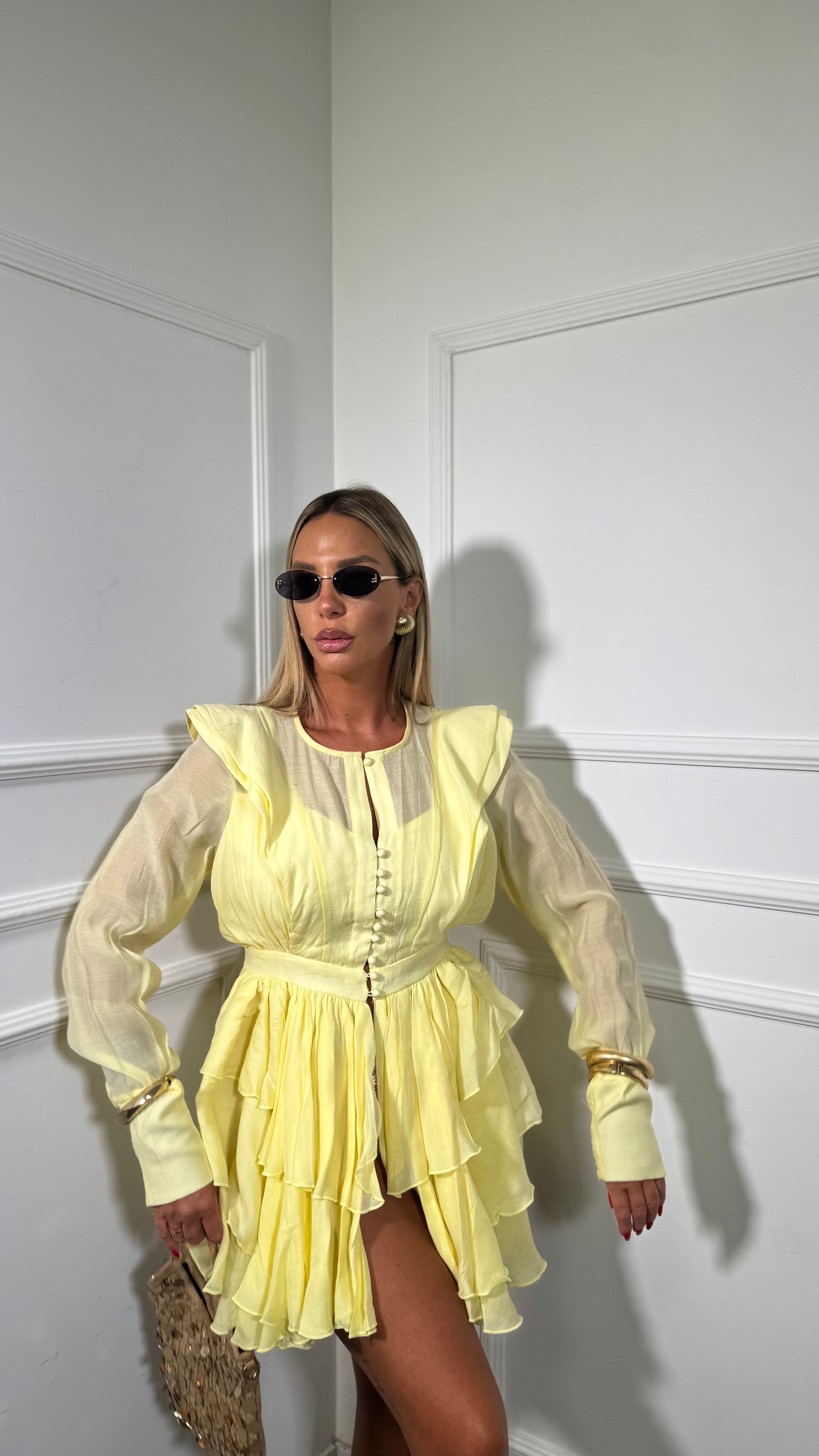 Abito blusa in chiffon Isabelle giallo