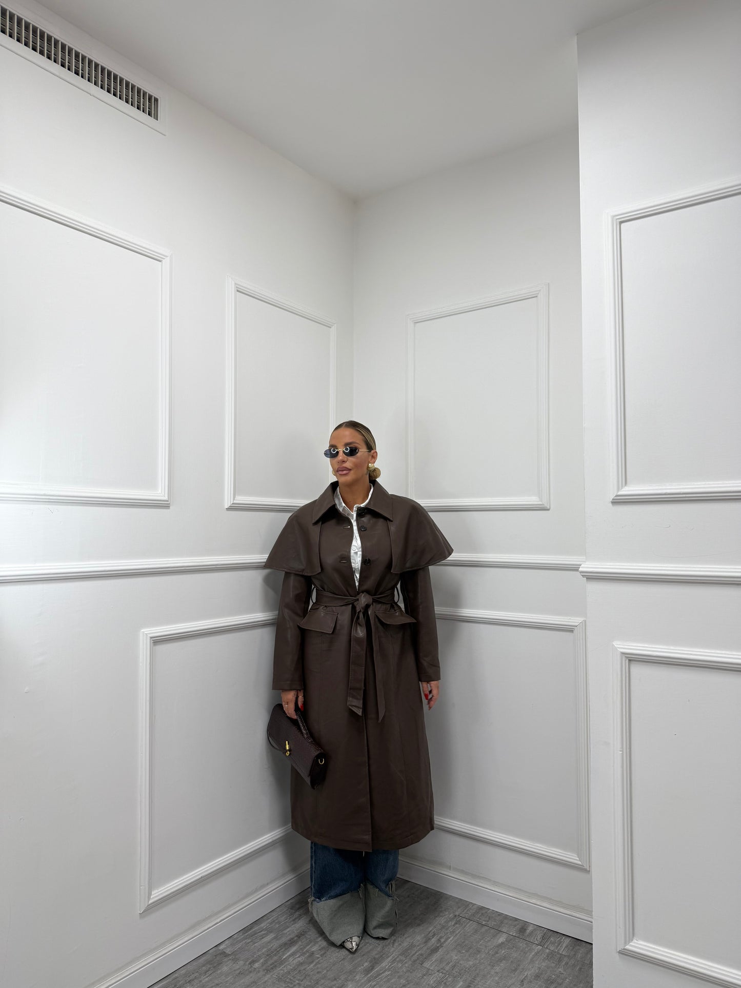 Trench ecopelle Brooklyn cioccolato 9185sc