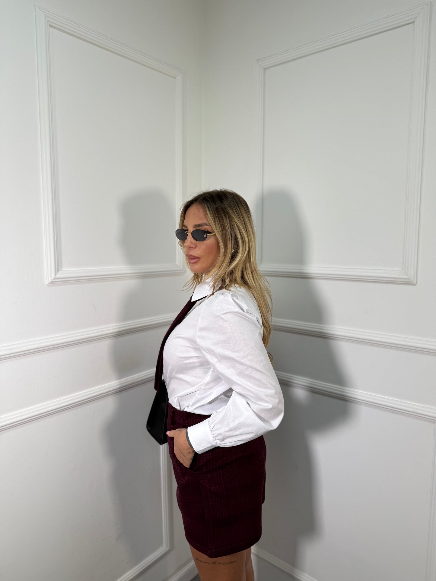 Coordinato tartan in flanella Harvard bordeaux 5656