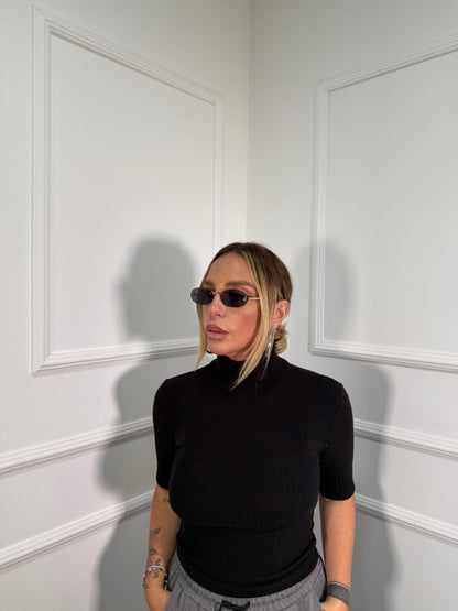 Maglioncino costine collo alto Work nero 5257