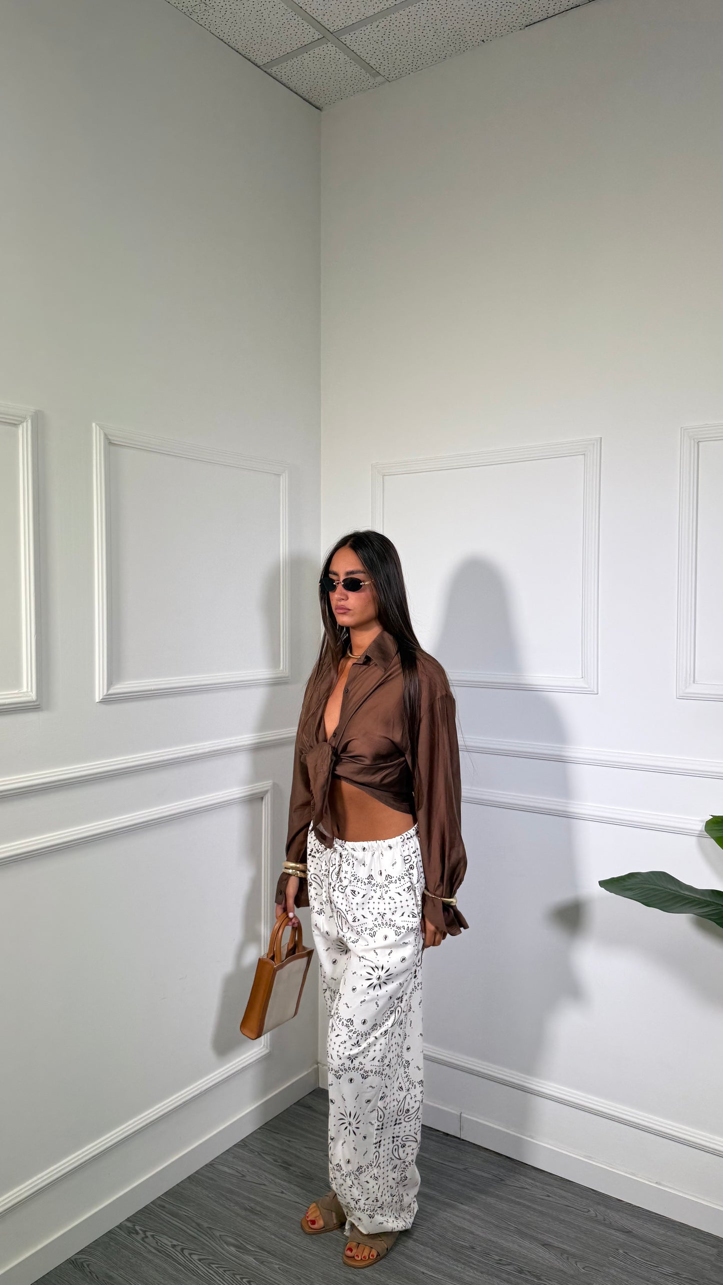 Pantaloni palazzo fantasia bandana Pacha bianco 006414