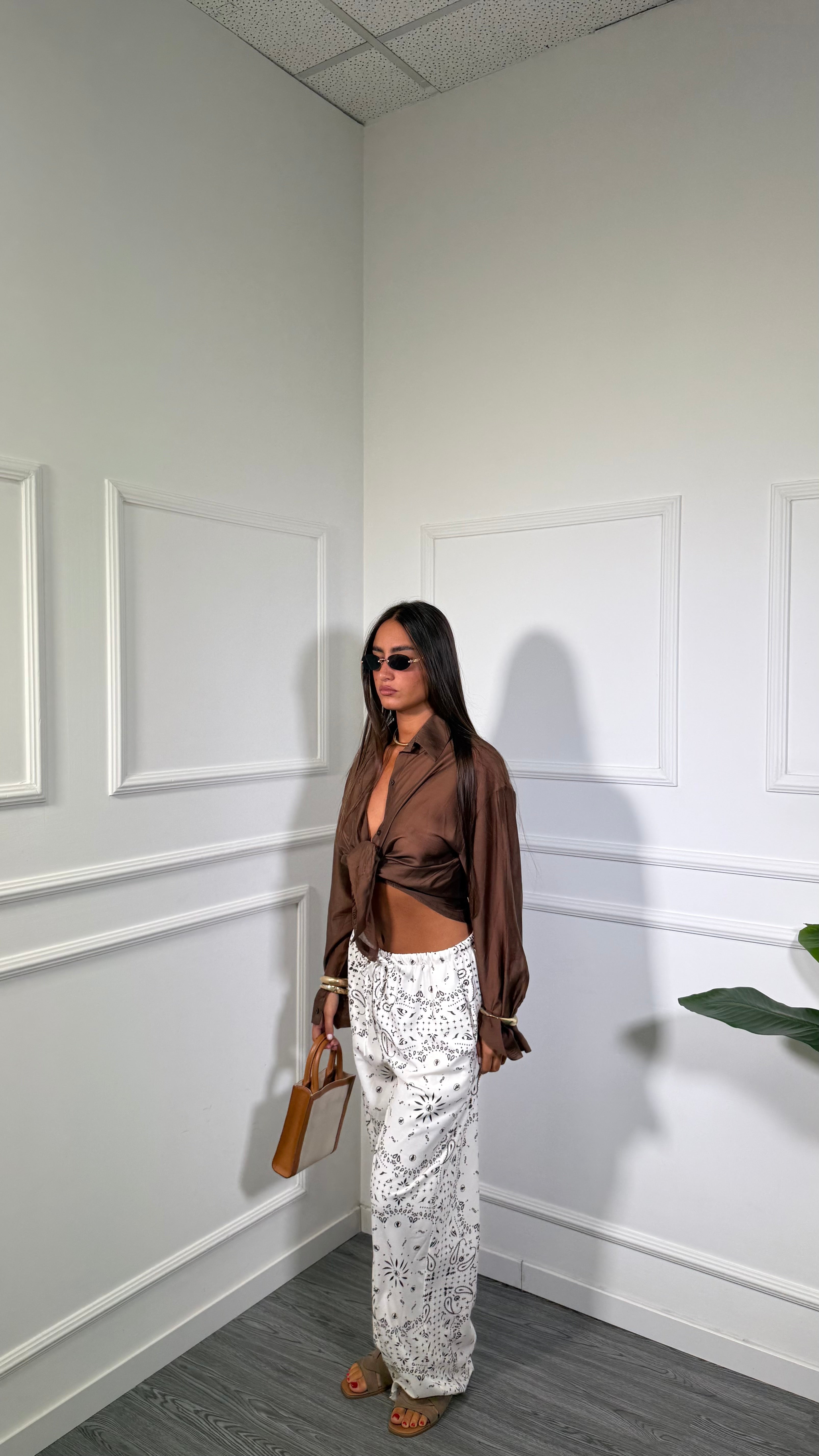 Pantaloni palazzo fantasia bandana Pacha bianco 006414
