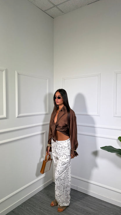 Pantaloni palazzo fantasia bandana Pacha bianco 006414