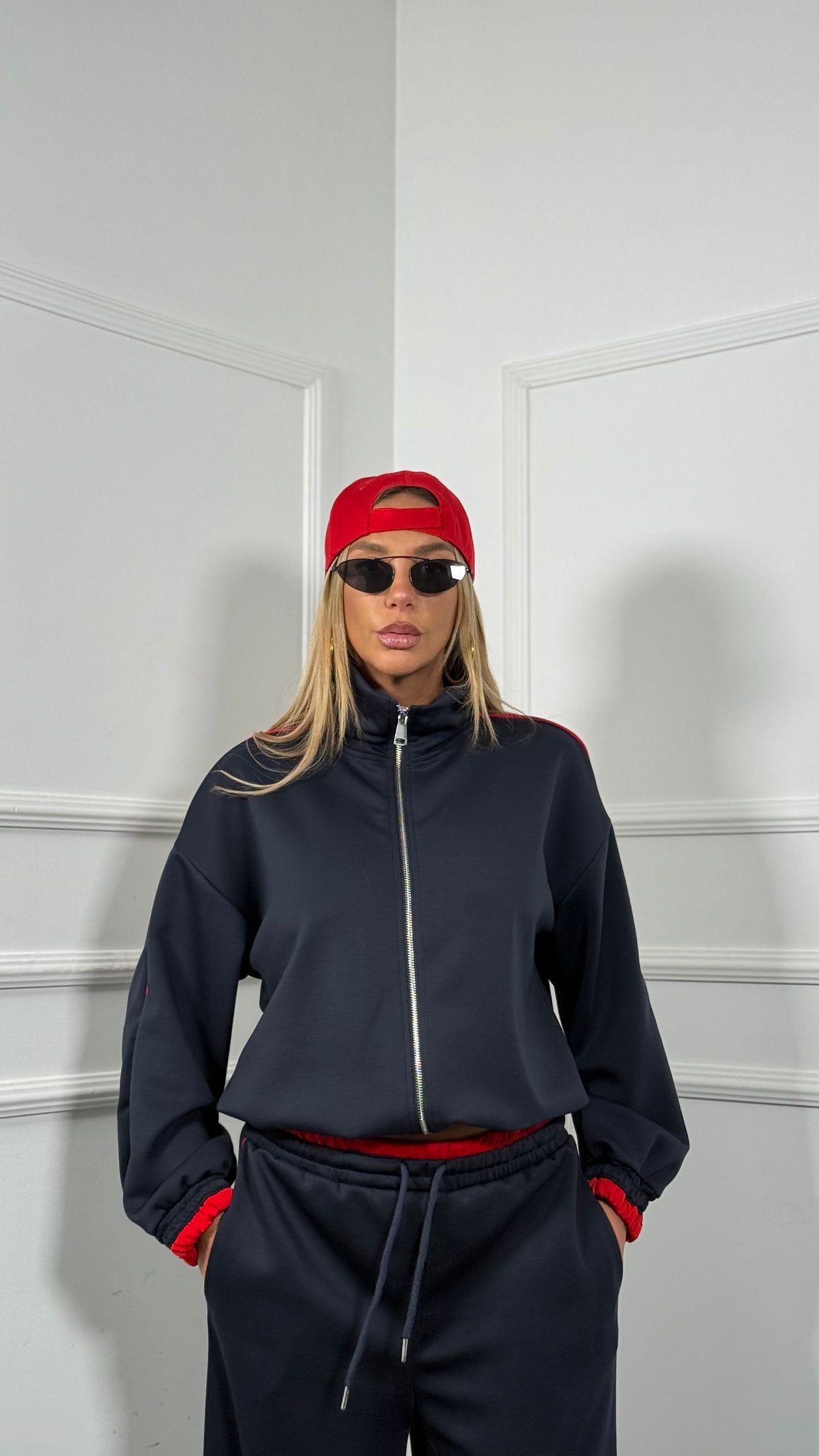 Coordinato tuta Twist blu/rosso m8820