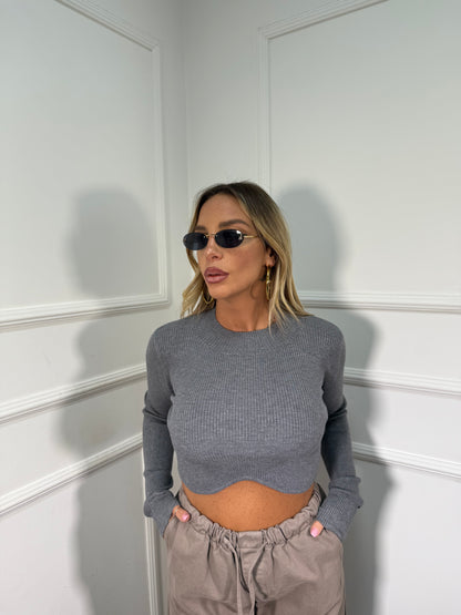 Maglioncino a costine con onda grigio jk8626