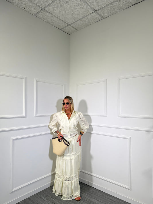 Coordinato in macramè Faraglioni burro