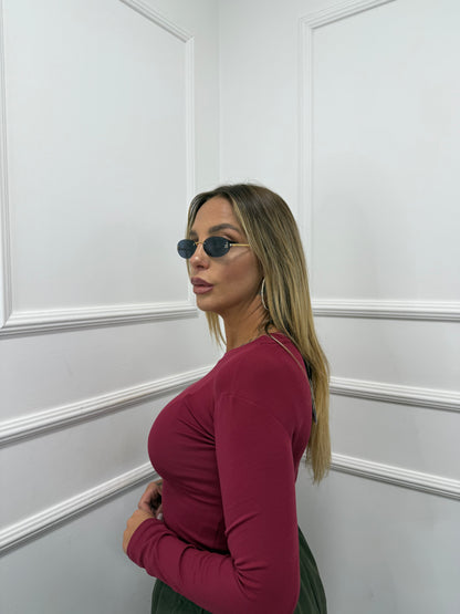 Body in cotone girocollo by Lumina bordeaux lc240320