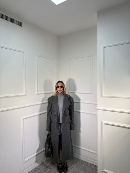 Cappotto doppiopetto con cinturino sul retro Broadway grigio scuro m11149