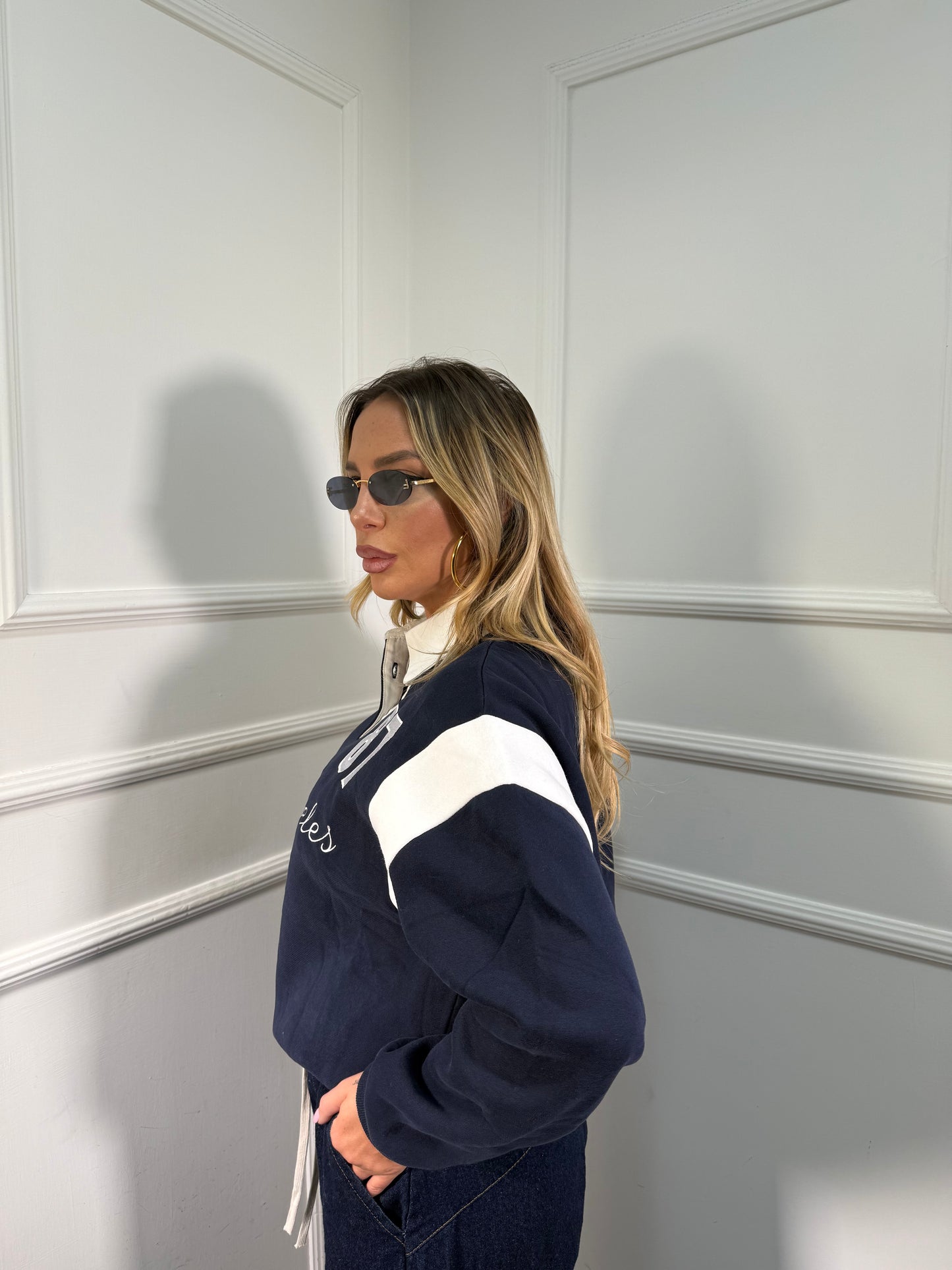 Felpa con colletto The Club blu a64977