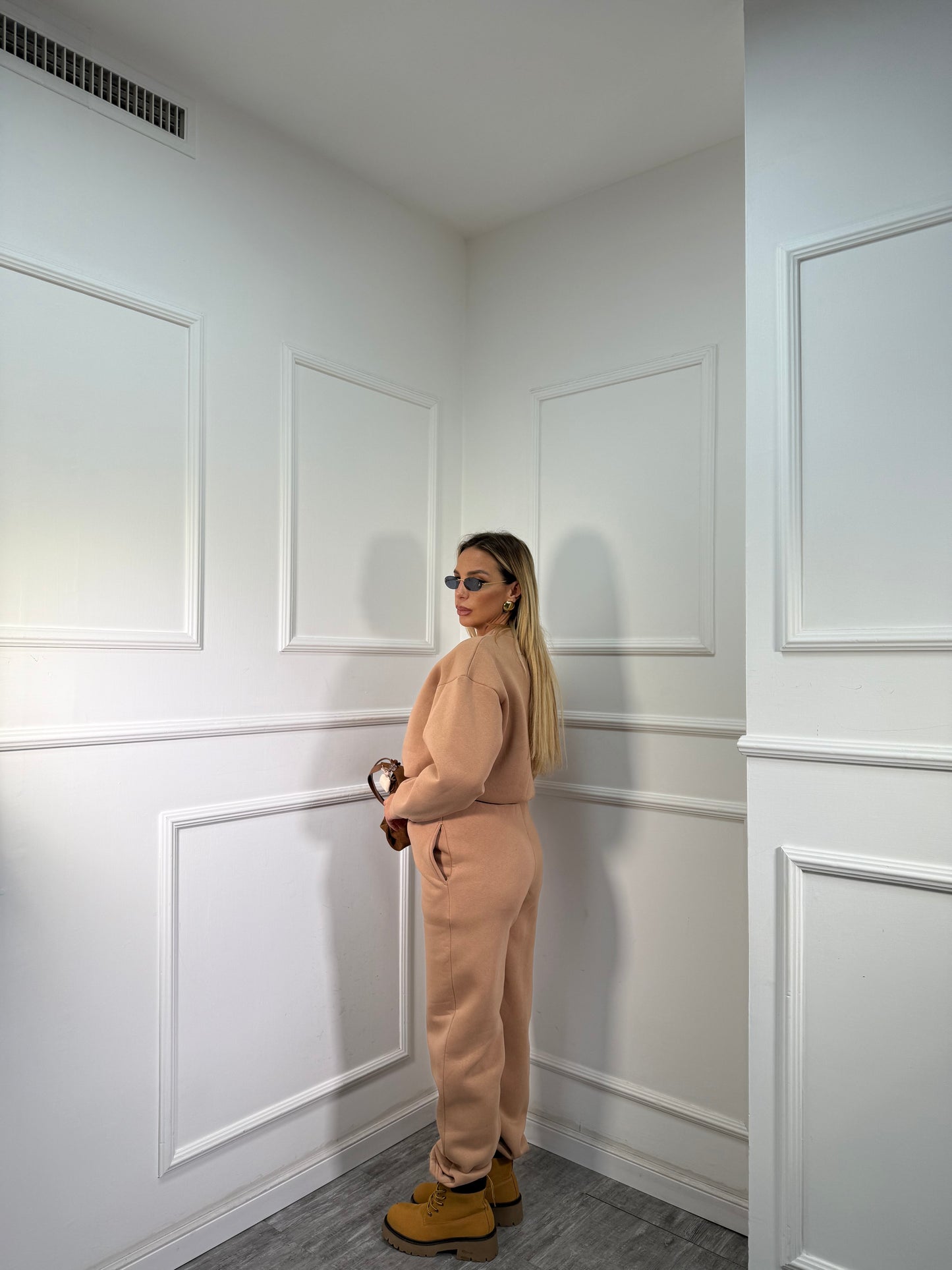 Coordinato tuta in pile Bakery camel 22350