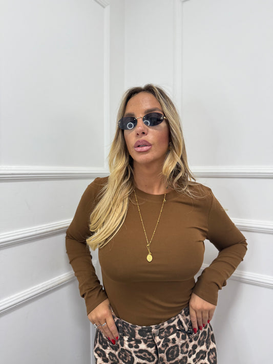 Shirt in cotone caramello 23465 by lumina