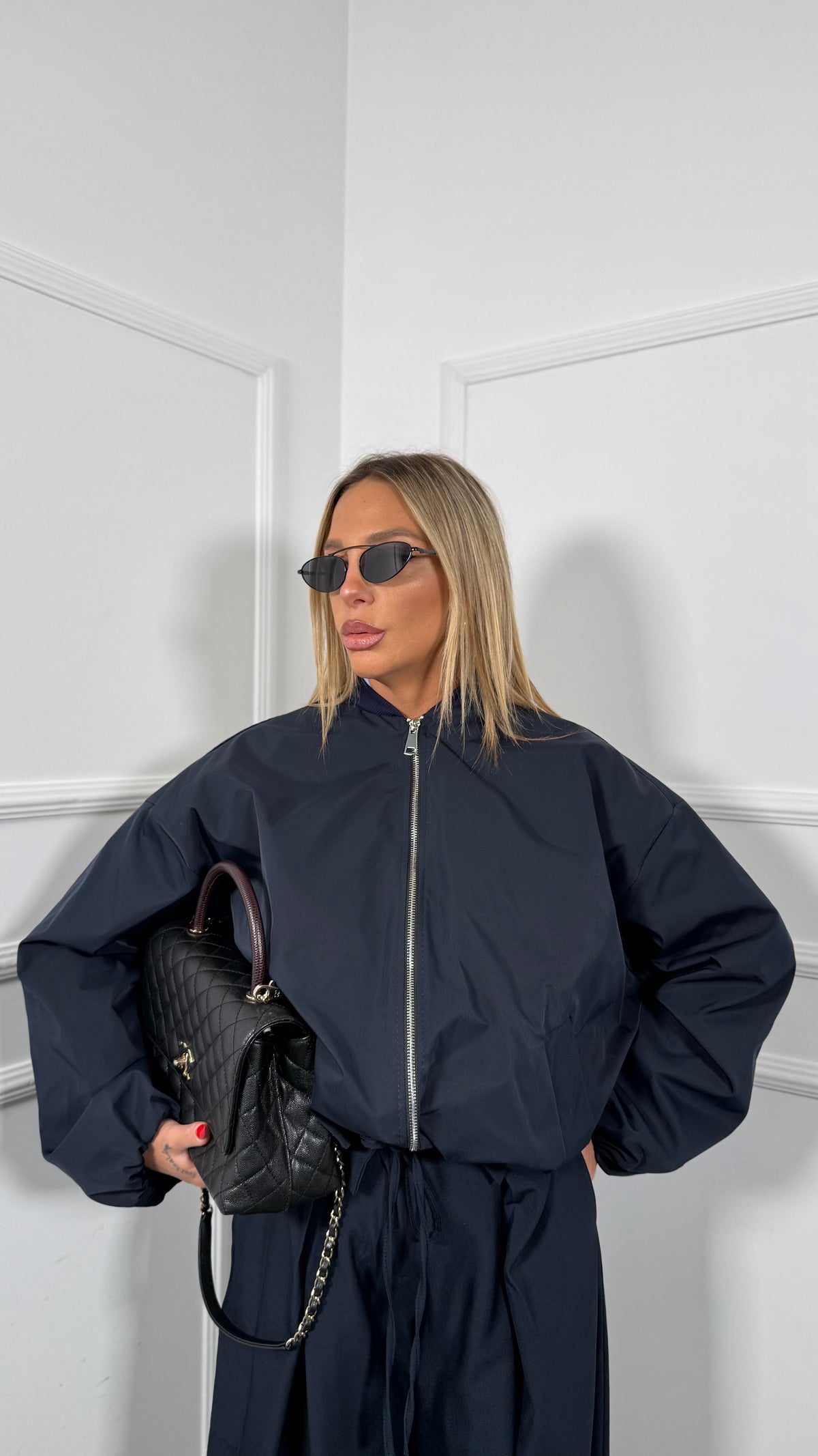 Bomber tessuto tecnico Janet (Curvy) blu
