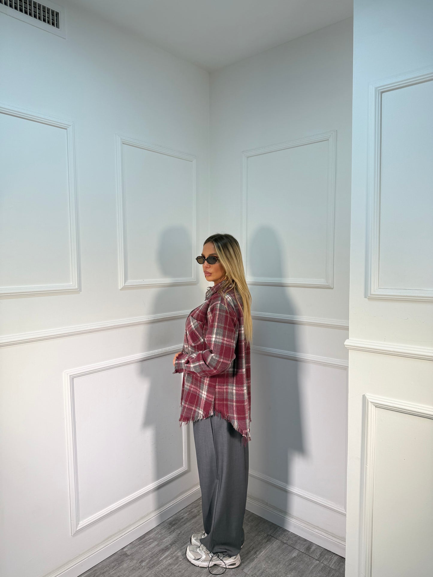 Camicia in flanella scozzese Martin bordeaux tr0780