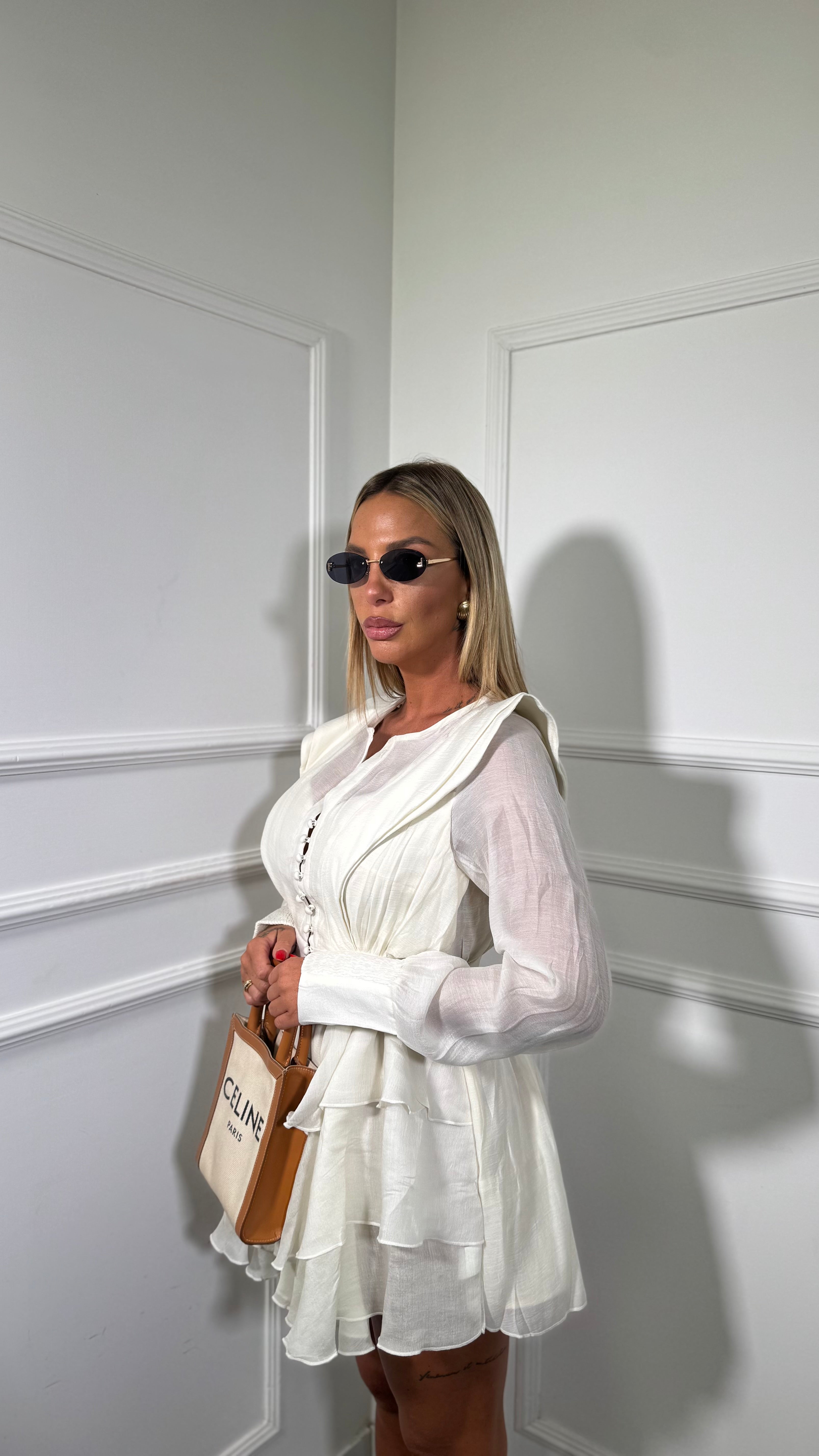 Abito blusa in chiffon Isabelle panna